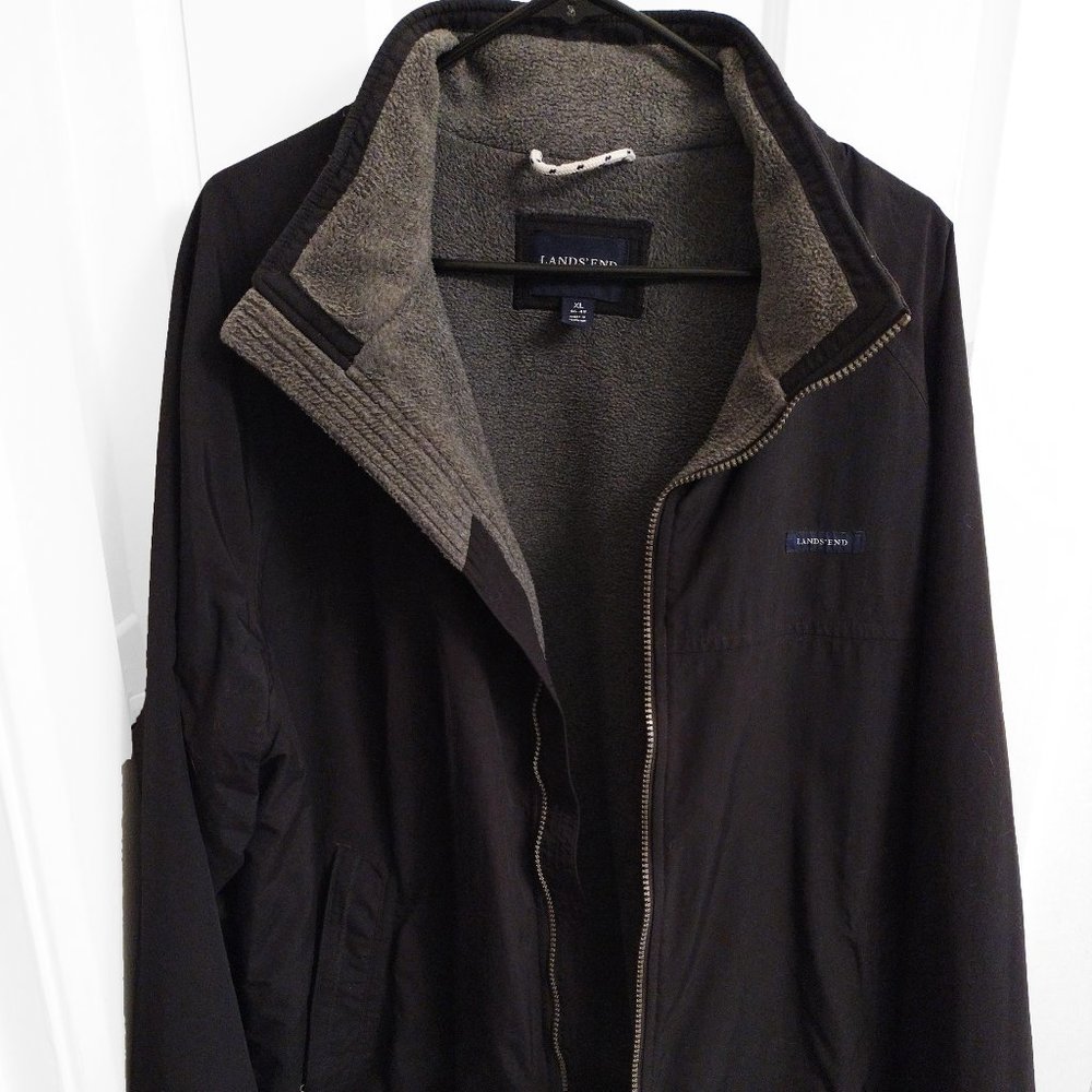 COPY - Men's Squall Jacket Land's End Jacket Fleece Lined Zip Pockets XL Black …